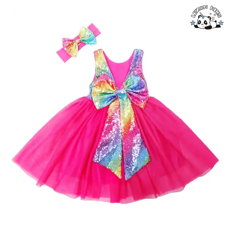 LEZONKIDS - New Fashion Kids Tulle Sequin Flower Girl Dresses Infant Baby Elegant Wedding Dress